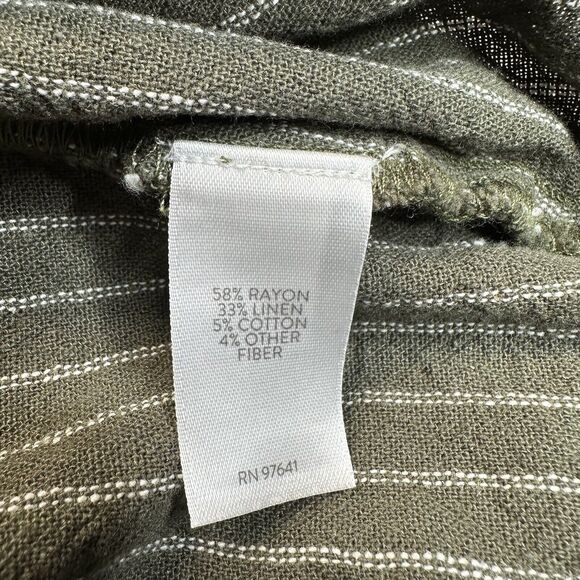 J Jill Ruffle Pencil Skirt Womens Large Petite Green Stripe Linen Blend Side Zip - Picture 7 of 9